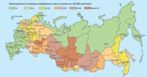 Карта распространения клещевого энцефалита в россии